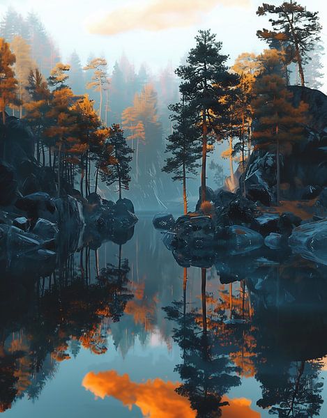 Magisch licht in het bos van fernlichtsicht