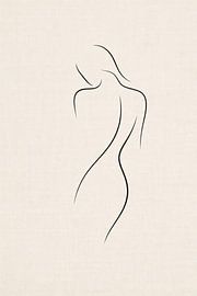 Japandi Line Art Neutral Living Room Print No. 01