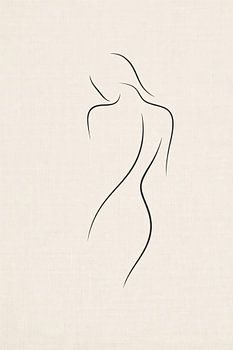 Japandi Line Art Neutral Living Room Print No. 01