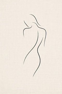 Japandi-Strichzeichnung Neutrales Wohnzimmer-Druck Nr. 01