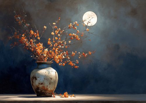 Branches orangées au clair de lune sur Peintures accrocheuses
