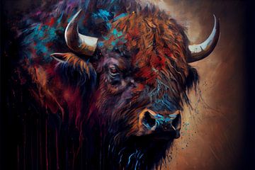 Portrait d'un bison sur Whale & Sons