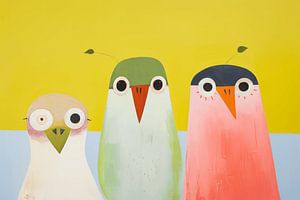 Oiseaux joyeux et colorés sur Studio Allee