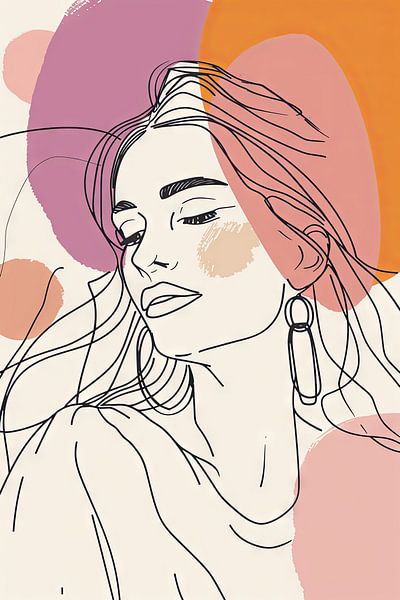 Frauenporträt in Line Art von Poster Art Shop