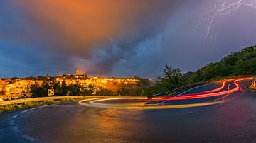 Lightning over Pitigliano by Henk Meijer Photography