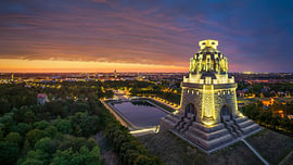 Völkerschlachtdenkmal in Leipzig, Deutschland bei Nacht