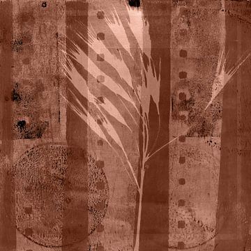 Grass and abstract shapes in rusty brown. by Dina Dankers