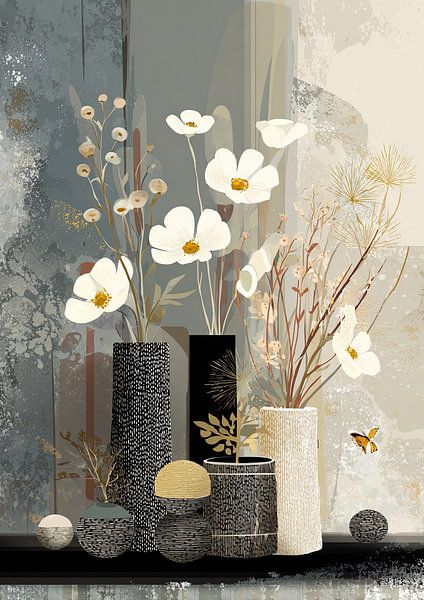 Blumenvasen | Eleganter Blumenschmuck von Blickfänger Gemälde