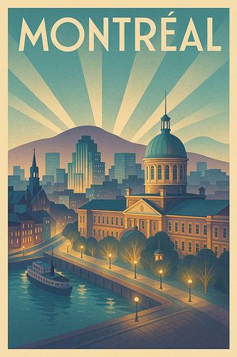 Montréal Gouden Schemering - Art Deco Oude Haven Poster
