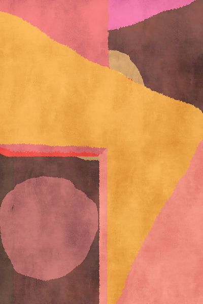 70s Retro multicolor abstract shapes. Yellow, pink, brown, lilac by Dina Dankers