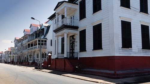Wooden houses in Paramaribo the capital of Suriname