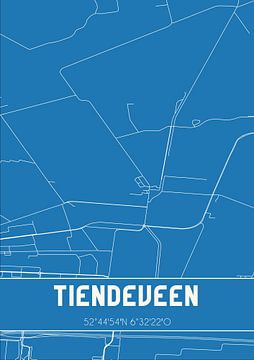 Blauwdruk | Landkaart | Tiendeveen (Drenthe) van Rezona