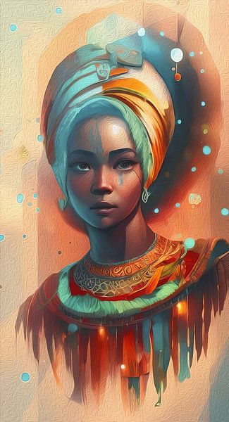 Colourful portrait of an African Princess by Emiel de Lange