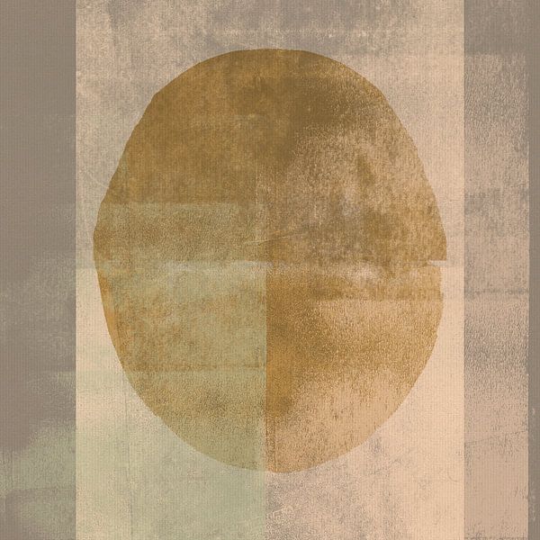 Moderne Abstraktion in Ocker, Rosa und Taupe von Abstrakte minimalistische Kunst