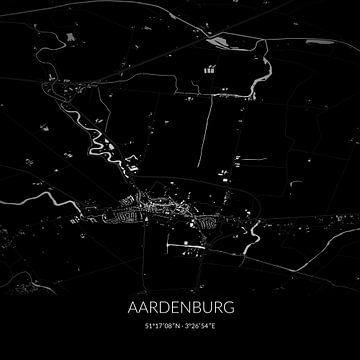 Carte en noir et blanc d'Aardenburg, Zeeland. sur Rezona