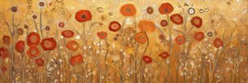 Rode Bloemen in Gouden Weide van Whale & Sons