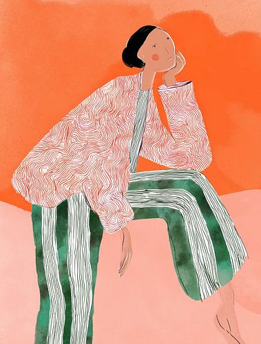 Pensées en vert rayé