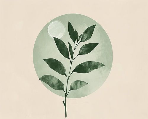 Circle with Leaves | Green Wall Art by Wonderful Art