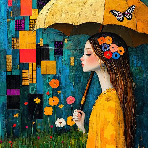 Woman with Flowers by Eye catching paintings