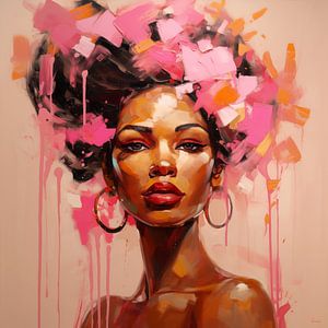 Portrait of a woman in Funky Peach colours by Lauri Creates