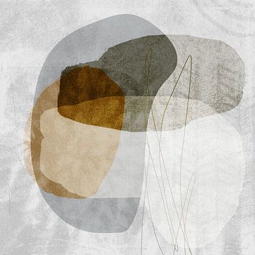 Formes organiques abstraites dans des couleurs neutres sur Art minimaliste abstrait