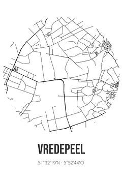 Vredepeel (Limburg) | Landkaart | Zwart-wit van MijnStadsPoster