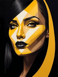 Pop Art Vrouwenportret Abstract Geometrische Kunst van 1xMerch