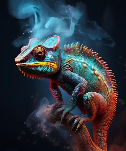 Chameleon in smoke AI by Focus op Holland