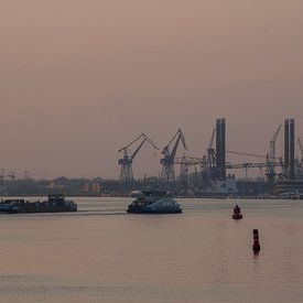 Blick auf die Häfen von Amsterdam bei Sonnenuntergang von Danielle Roeleveld