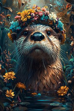 floral otter by haroulita