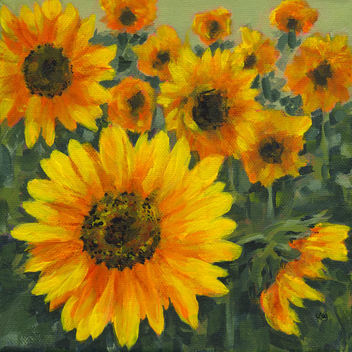Feld voller leuchtender Sonnenblumen eins