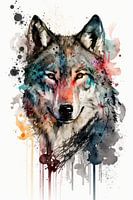 Loup - Aquarelle