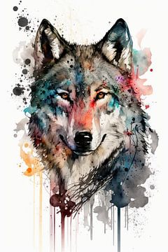 Wolf - Watercolour by New Future Art Gallery