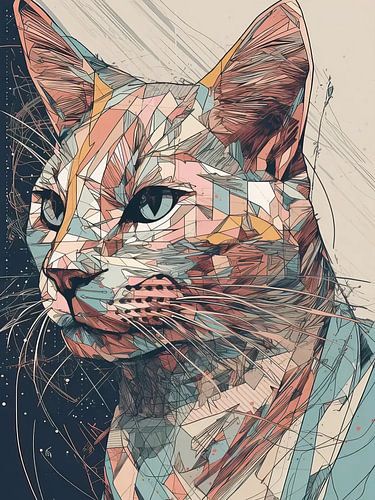 Abstract Cat Canvas Art Style Abstract