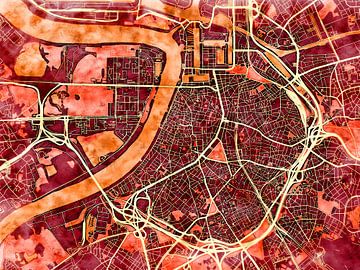 Kaart van Antwerpen in de stijl 'Amber Autumn' van Maporia
