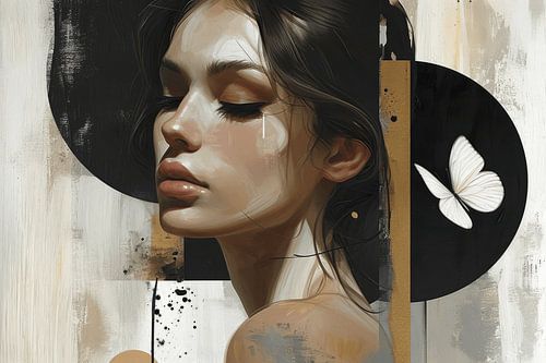 Modern chic en abstract portret in aardetinten