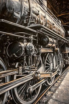 Stoomlocomotief in detail van Poster Art Shop