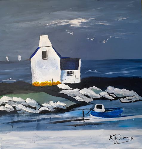Oud Vissershuisje van Rita Tielemans Kunst