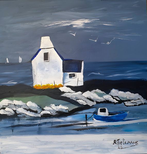 Oud Vissershuisje van Rita Tielemans Kunst