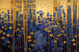 Goldener und blauer Blumengarten
