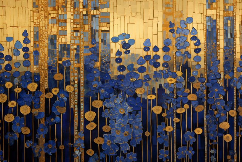 Golden and Blue Flower Garden by Whale & Sons