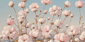 Paysage moderne de fleurs sauvages au printemps