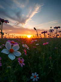 Blumenwiese im goldenen Glanz von Jean Pierre