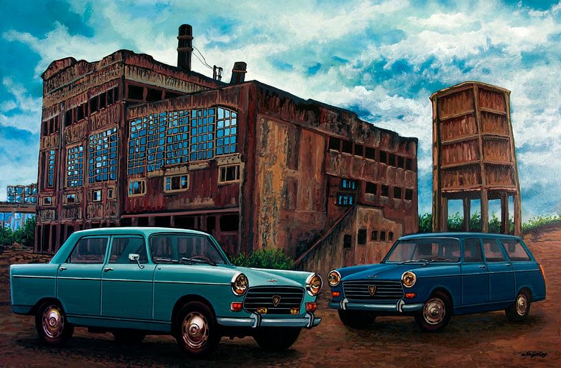 Peugeots by Abandoned Factory Painting by Paul Meijering