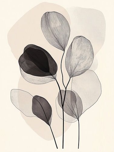 Dessin au trait abstrait de feuilles d'eucalyptus