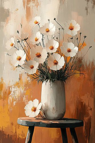 Peinture florale moderne | Ombres sur lever de soleil floral