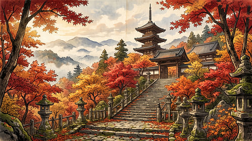 Autumn Serenity at Japanese Pagoda