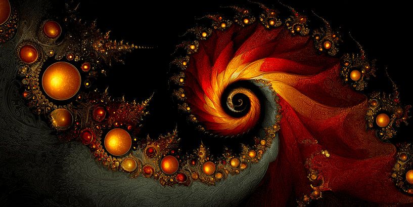Fiery Spiral | Abstract energy by Karina Brouwer