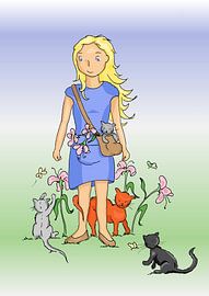 Meisje met katten by Miekie's Wereld