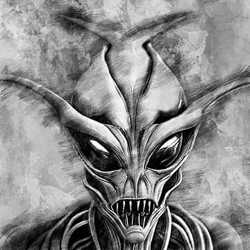 Freaky alien (tekening) van Art by Jeronimo